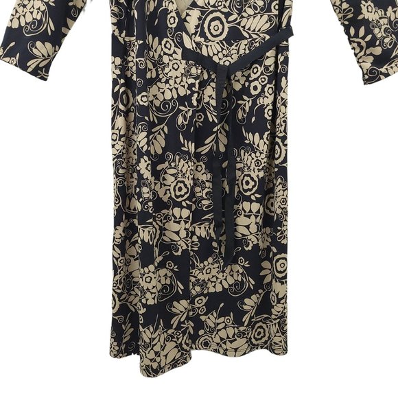 Ann Taylor LOFT Petites Wrap Dress Size 6P Black Taupe Floral Print Mid Length - Picture 9 of 16